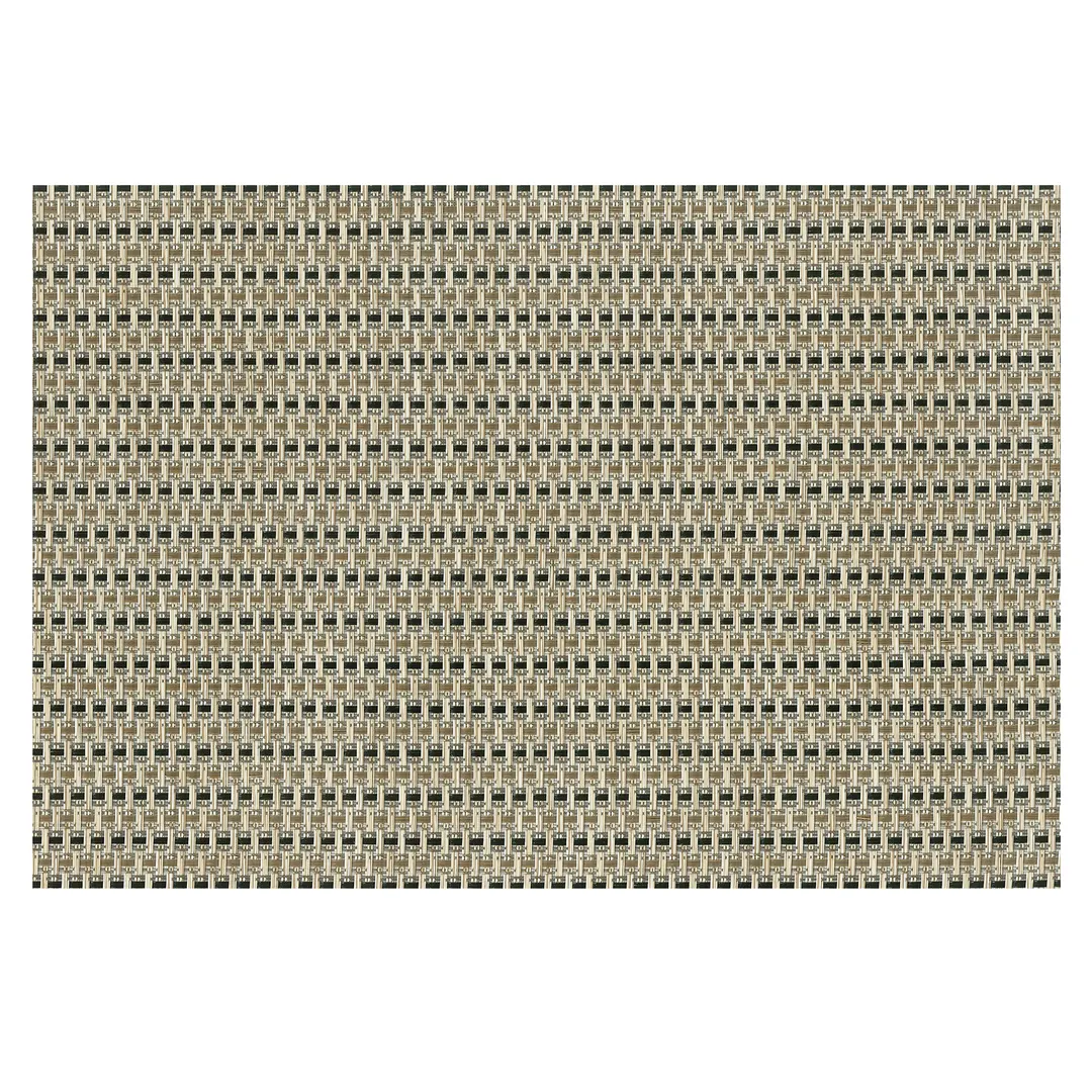 Chef Revival 64901 Placemat 13" x 19" Woven PVC‑Coated Yarn Tan/Black Basketweave - 1/Each
