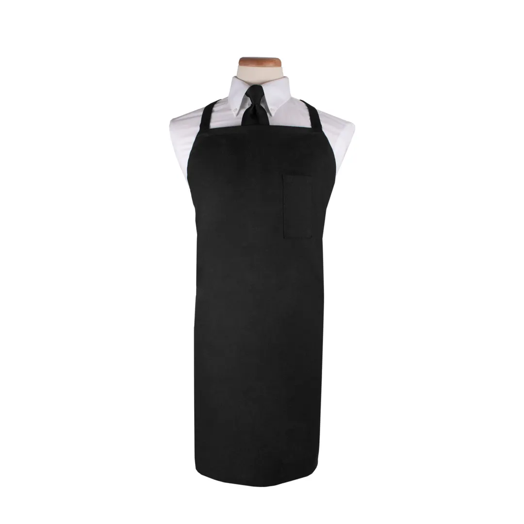 Chef Revival BIABK Bib Apron, 32" x 32-1/2" Long, Black, Cotton/Poly, Wide Neck Pen Pocket
