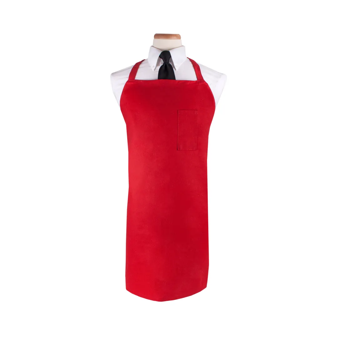 Chef Revival BIARD Bib Apron, 32" x 32-1/2" Long, Red, Cotton/Poly Blend, Pen Pocket