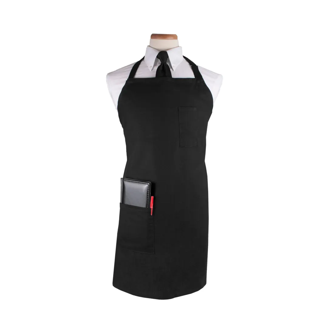 Chef Revival CL2PBIABK Bib Apron, 32" x 32-1/2" Black PolyCotton, Adjustable Neck Strap, 2 Pockets