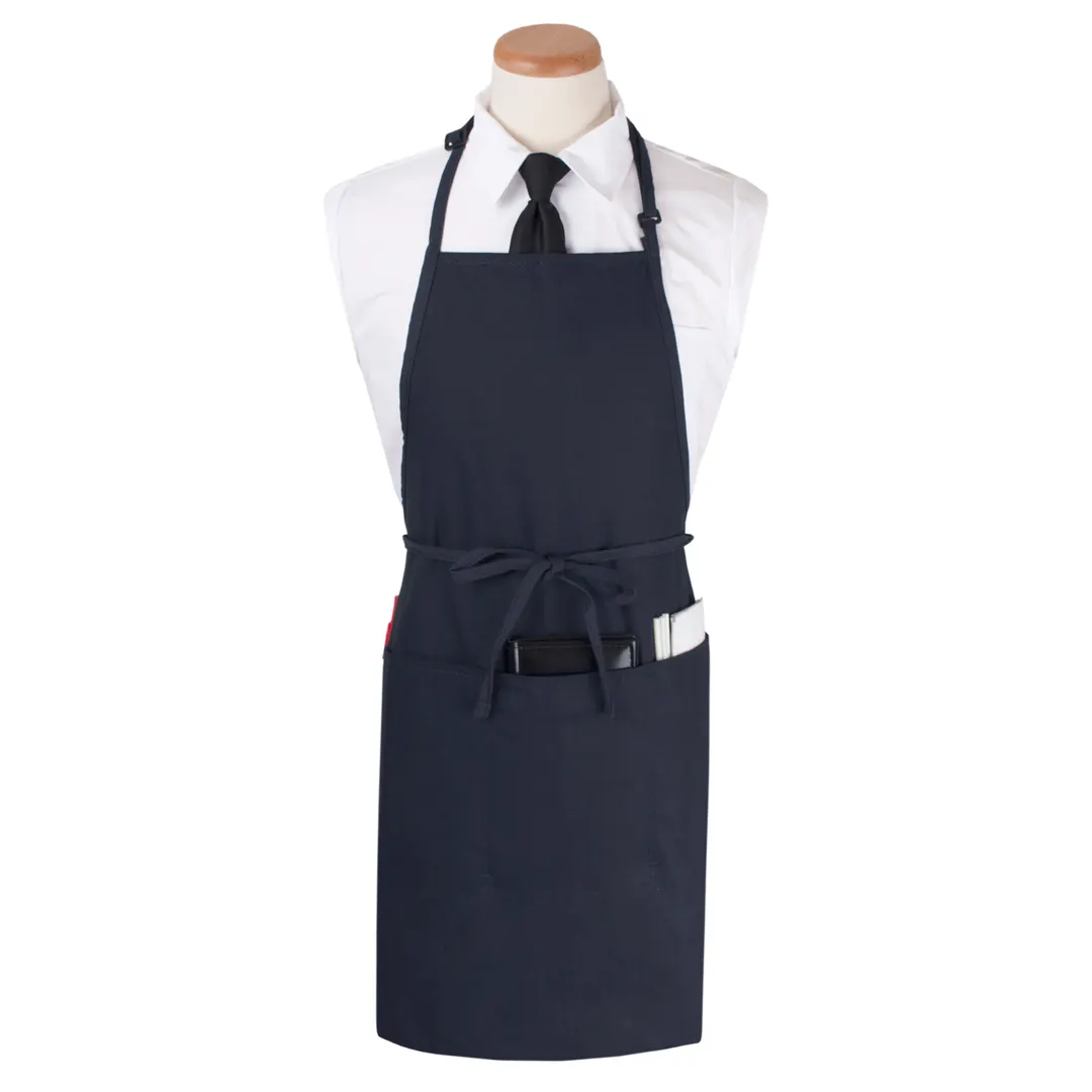 Chef Revival CL3PBIAELNV Bib Apron – 26" x 31", Navy Blue, Polyester, 3 Pockets + Pen Pocket