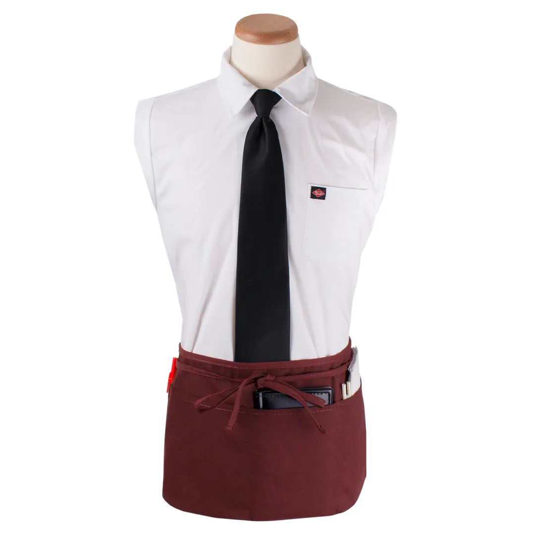 Chef Revival CL3PWACBG-1 Waist Apron, 25" x 11" Long, 3 Pocket, Burgundy, DuraSERV Polyester