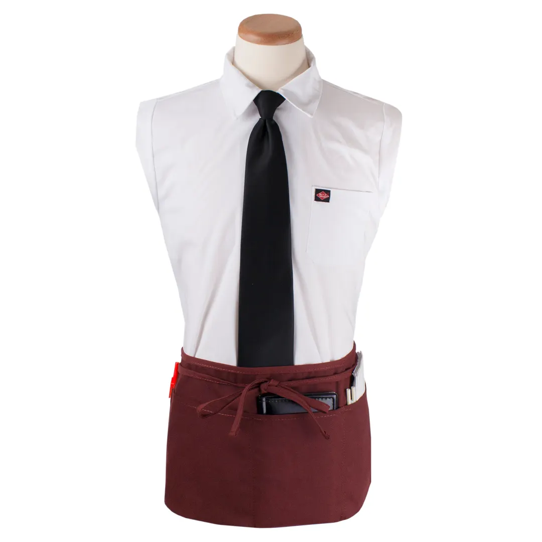 Chef Revival CL3PWACBG Waist Apron, 25" x 11" Long, 3 Pocket, Burgundy, DuraSERV Polyester