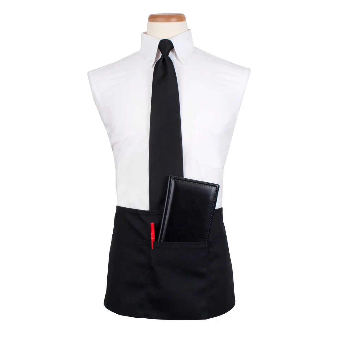 Chef Revival CL3PWACBK Waist Apron, 25" x 11" Long, 3 Pocket, Black, DuraSERV Polyester