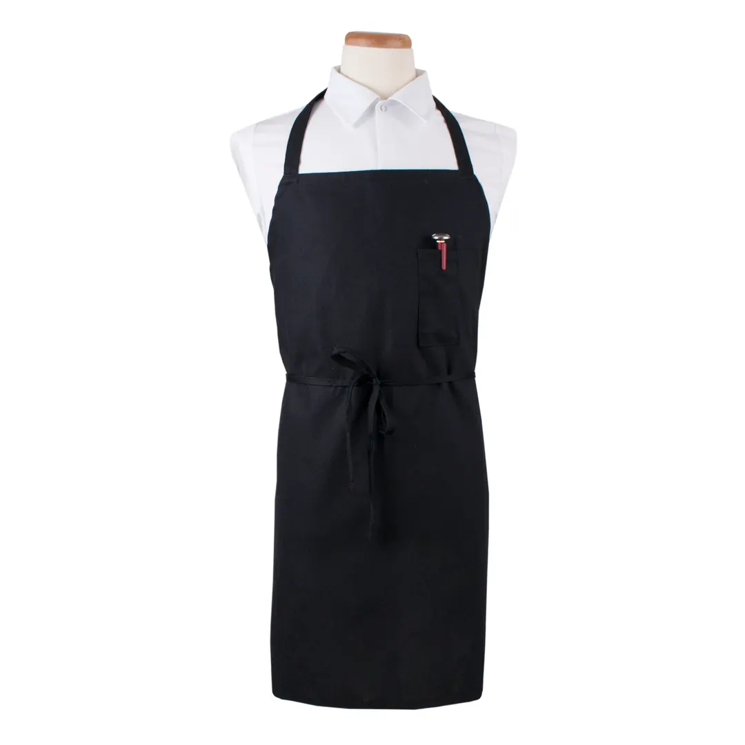 Chef Revival CLBIABK-1 Bib Apron, 32" x 32-1/2" Long, Black, Cotton/Poly Blend, Pen Pocket