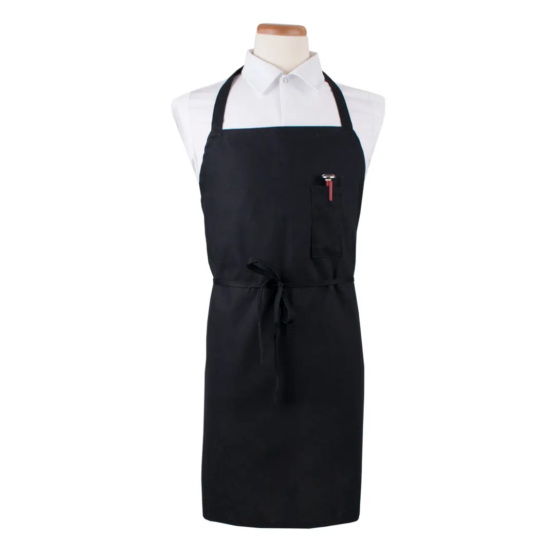 Chef Revival CLBIABK Bib Apron, 32" x 32-1/2" Long, Black, Poly/Cotton Blend