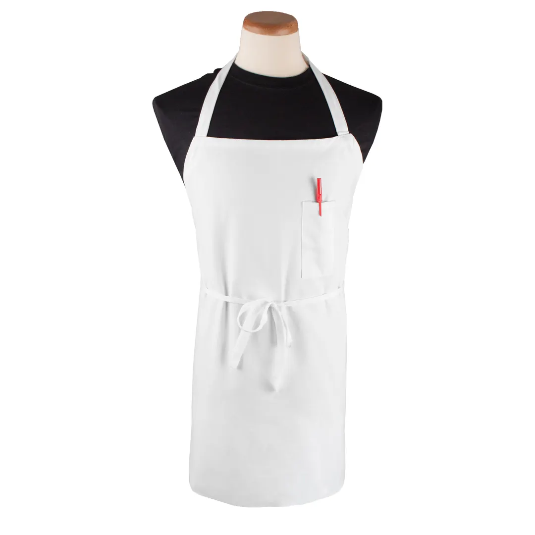 Chef Revival CLBIAWH Bib Apron, 32" x 32-1/2" Long, White, Poly/Cotton Blend, Pen Pocket
