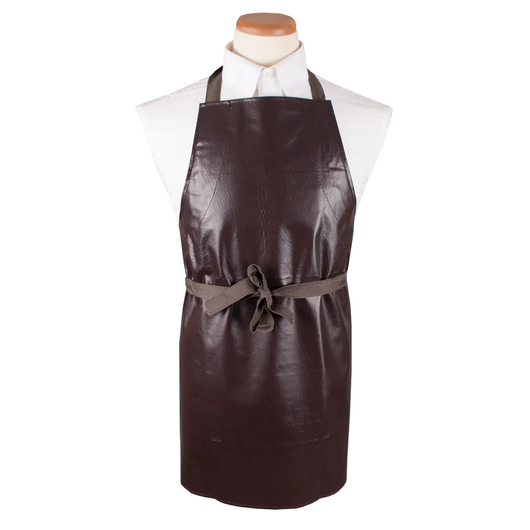 Chef Revival CLVA Bib Apron, 26" x 28" Long, Waterproof Vinyl, Brown, Standard Style, No Pocket