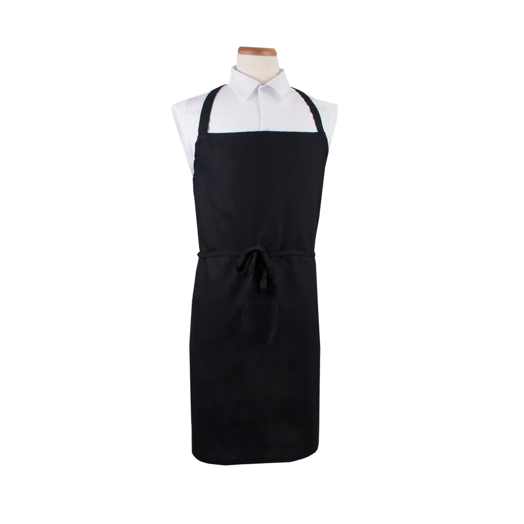 Chef Revival CLWBABK Bib Apron – 36" x 34" Black Poly/Cotton Blend, Tapered Fit, No Pocket