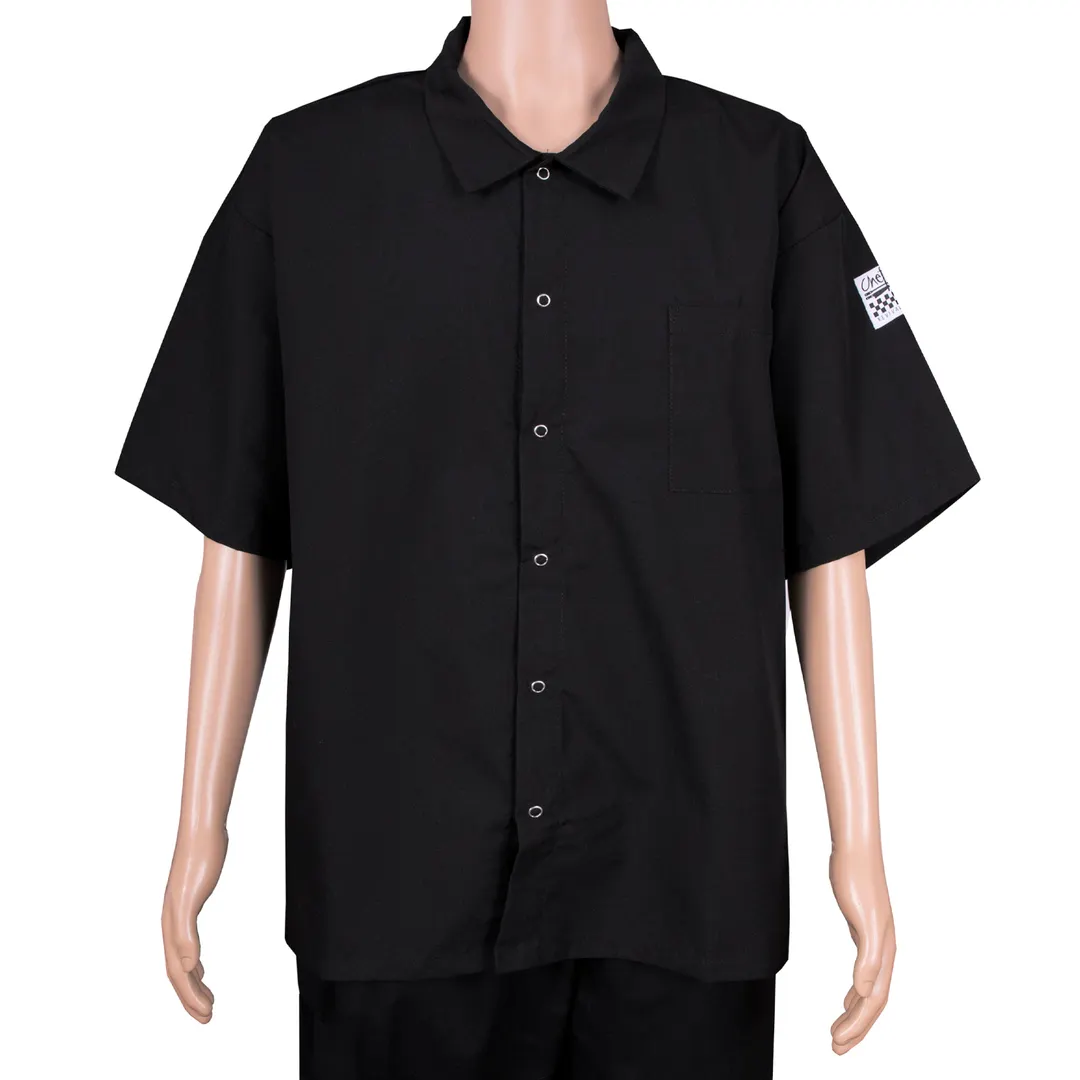 Chef Revival CS006BK-2X Cook Shirt, 2X-Large, Short Sleeve, Black, Poly/Cotton