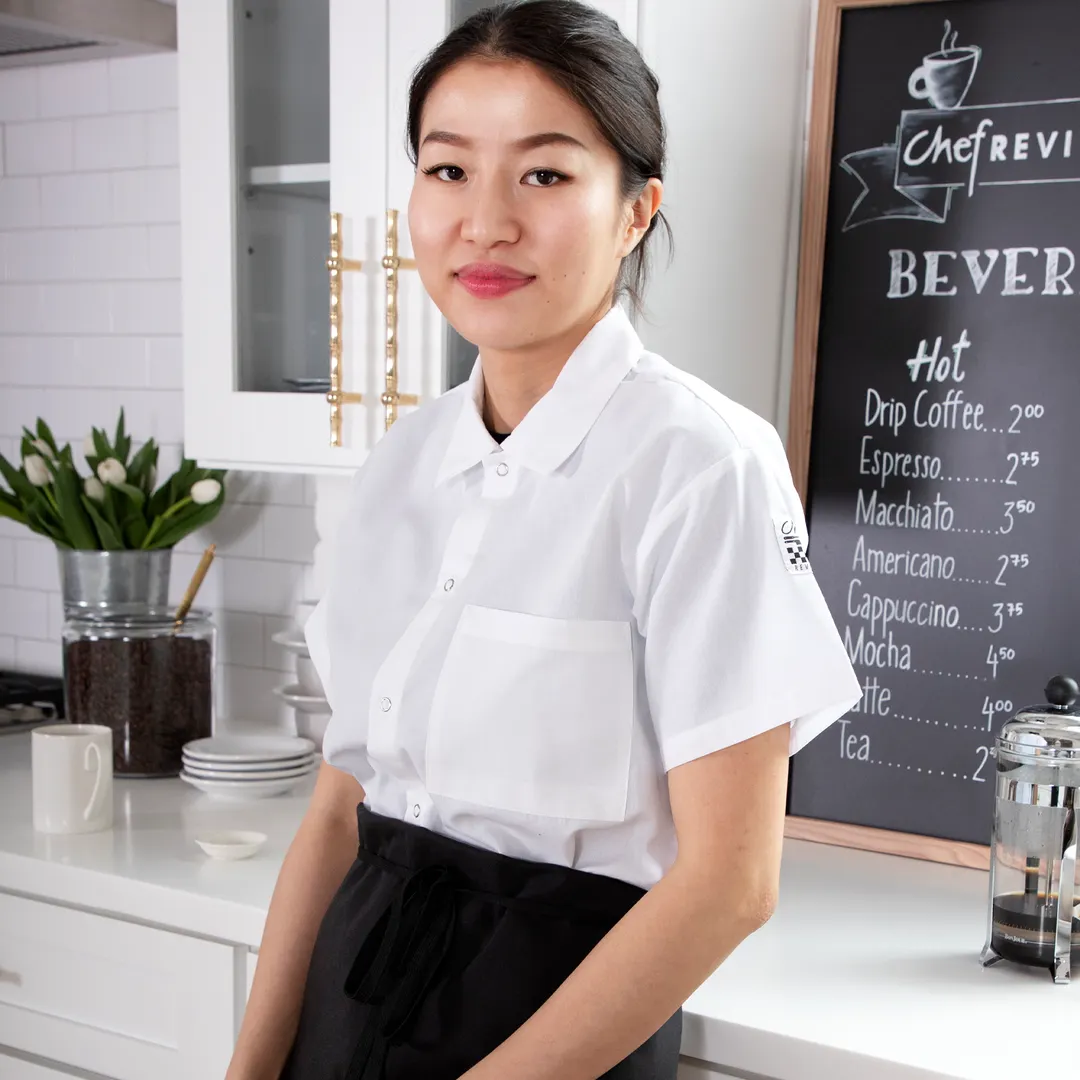 Chef Revival CS006WH-4X Cook Shirt, 4X-Large, Short Sleeve, White, Poly/Cotton