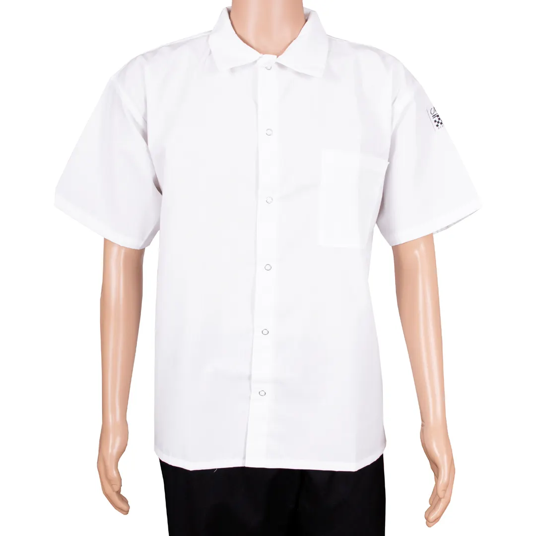Chef Revival CS006WH-S Cook Shirt, Small, Short Sleeve, White, Poly/Cotton