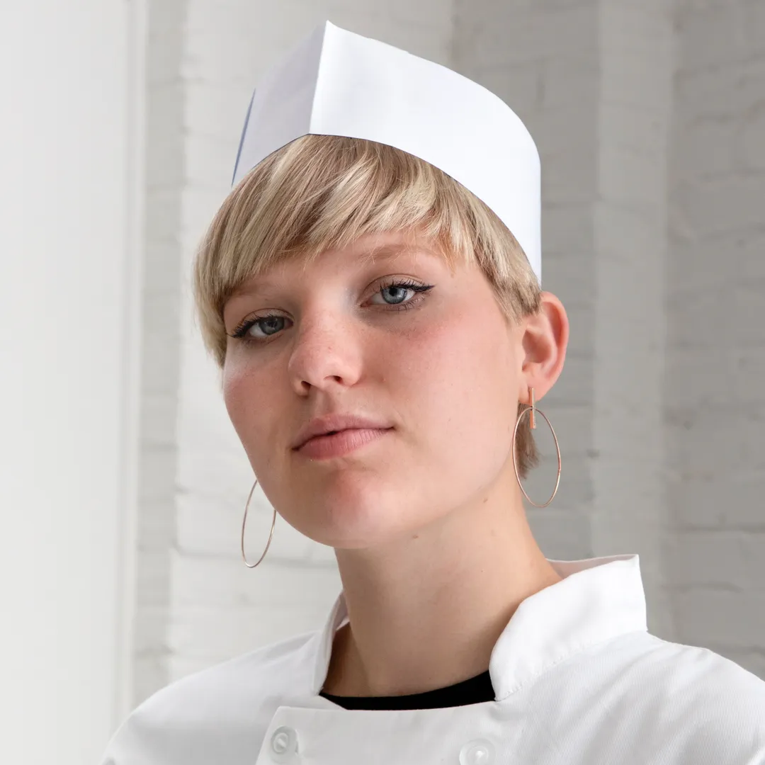 Chef Revival DRC100 Disposable Overseas Cap, One Size, Paper, White - 1 Case
