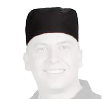 Chef Revival H008-R Chef's Pill Box Hat, Regular, Poly Cotton Blend, Black with Black Mesh Top
