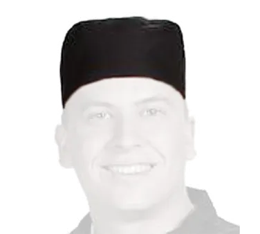 Chef Revival H008-XL Chef's Pill Box Hat, X-large, Poly Cotton Blend, Black with Black Mesh Top