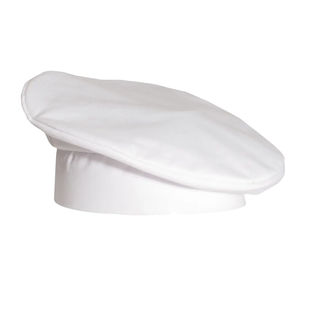 Chef Revival H036WH Adjustable Chef Beret, Poly/Cotton Blend, White, Adjustable Head Strap