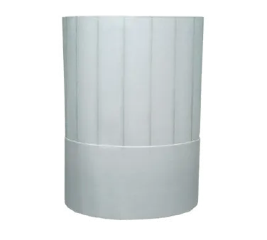 Chef Revival H048 Disposable Chef's Hat, 7", White, Pinstripes, Non-Woven, Adhesive Closure - Pack