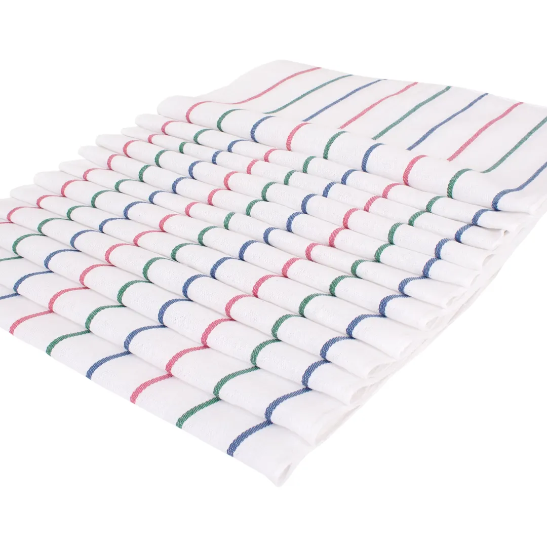 Chef Revival H28SN-21 Kitchen Towel, 20" x 28", Lint Free, Striped Herringbone Weave, 100% Cotton