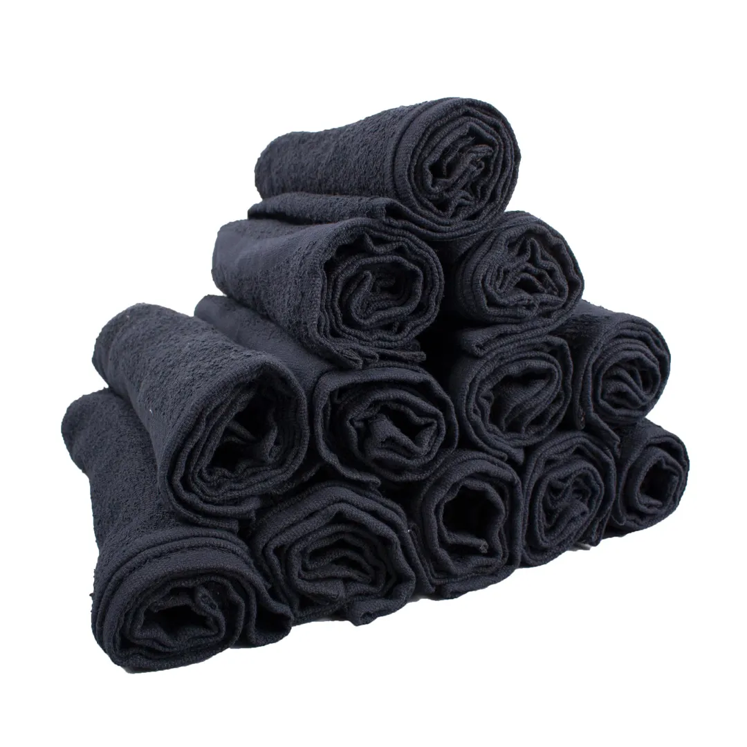 Chef Revival HBMRBK Bar Mop Towel, 16" x 27", 45 oz., Ribbed Terry, 100% Cotton, Black - 1 Dozen