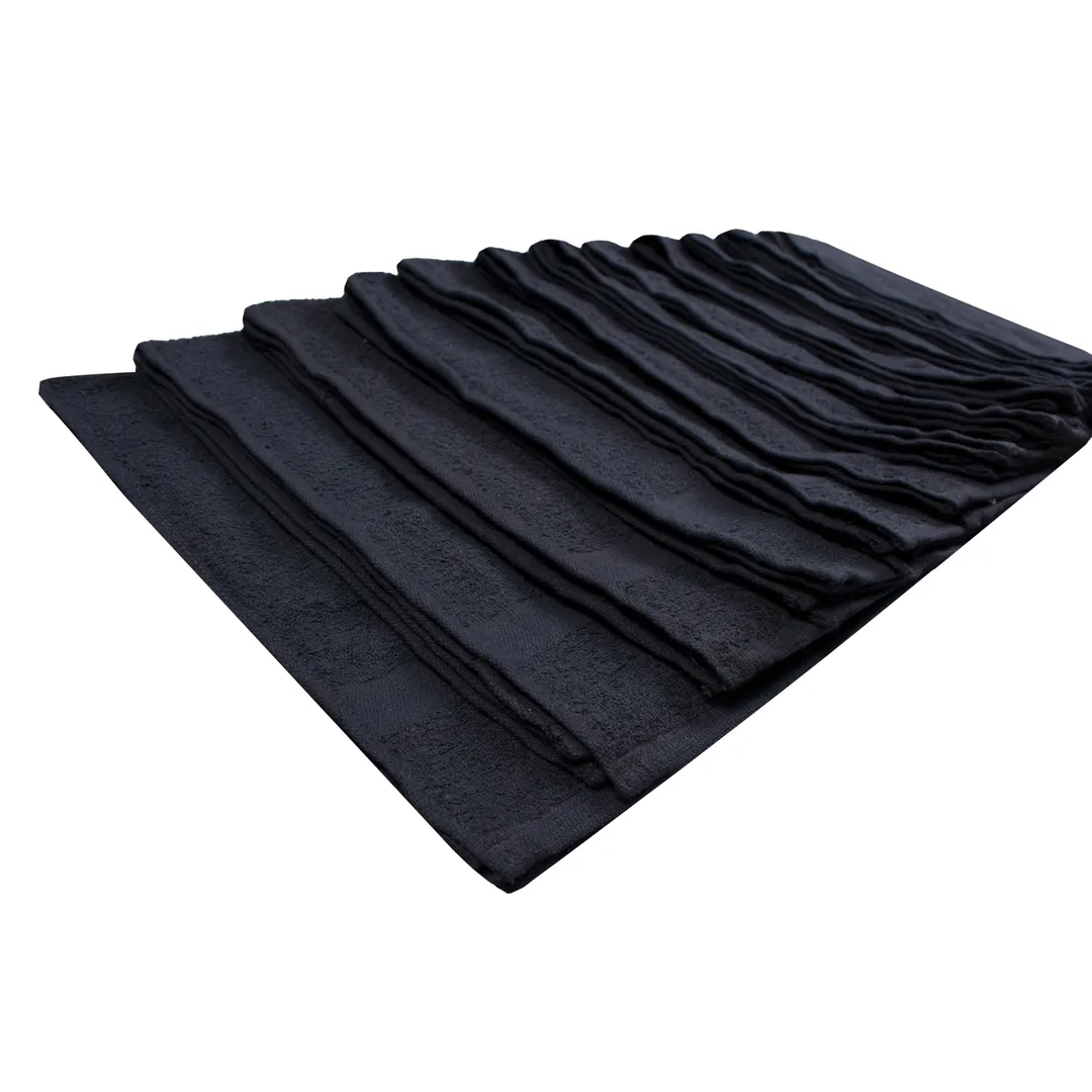 Chef Revival HBMRBK Bar Mop Towel, 16" x 27", 45 oz., Ribbed Terry, 100% Cotton, Black - 1 Dozen