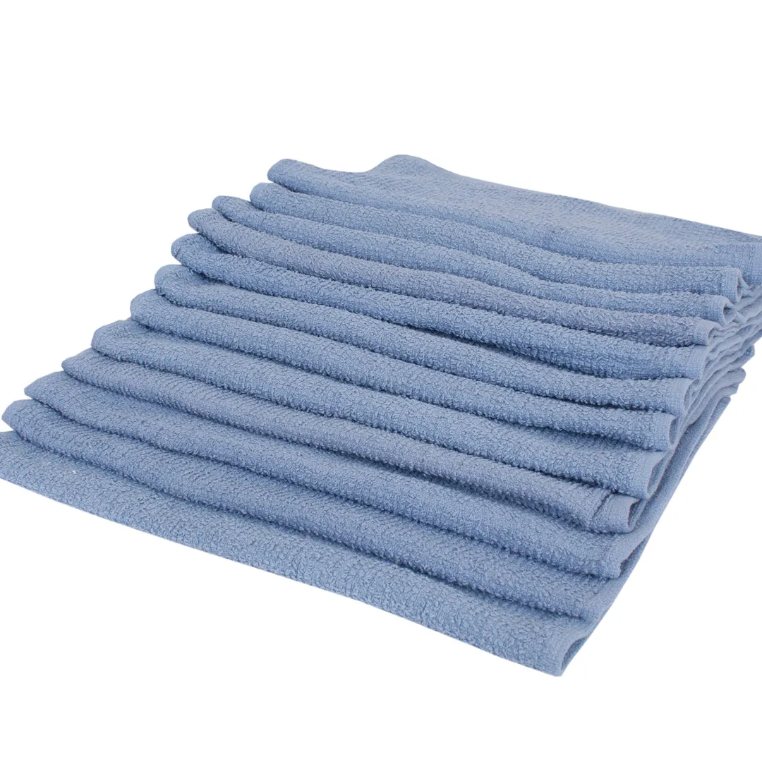 Chef Revival HBMRBL Bar Mop Towel, 16" x 19", 32 oz., Ribbed Terry, 100% Cotton, Blue - 1 Dozen