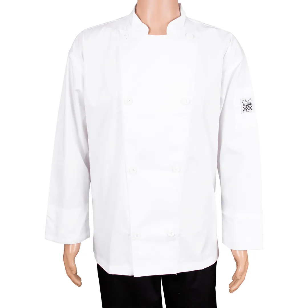Chef Revival J002-8X Classic Chef's Jacket, 8X-Large, White, Poly/Cotton, Long Sleeve, 8 Buttons