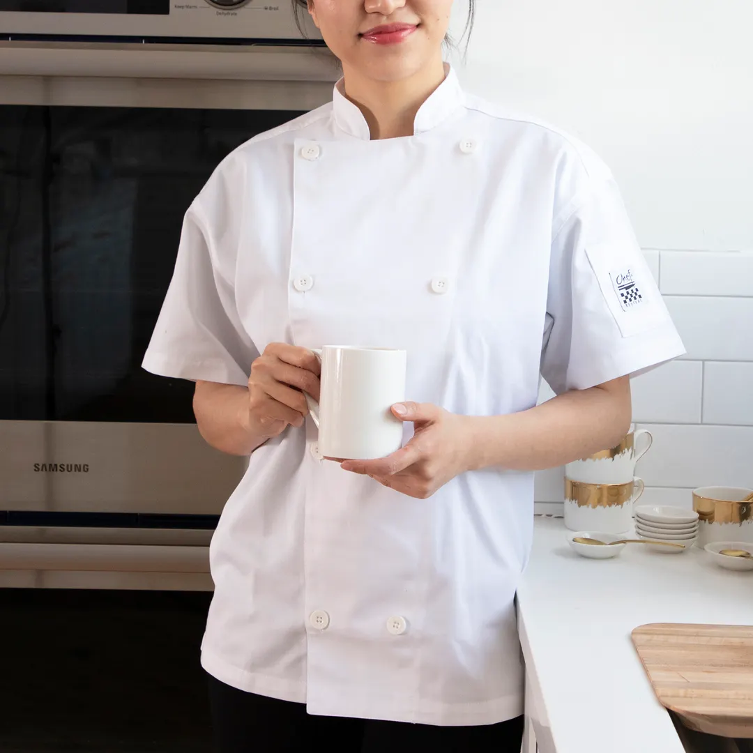 Chef Revival J005-M Classic Chef's Jacket, Medium, White, Poly/Cotton, Short Sleeve