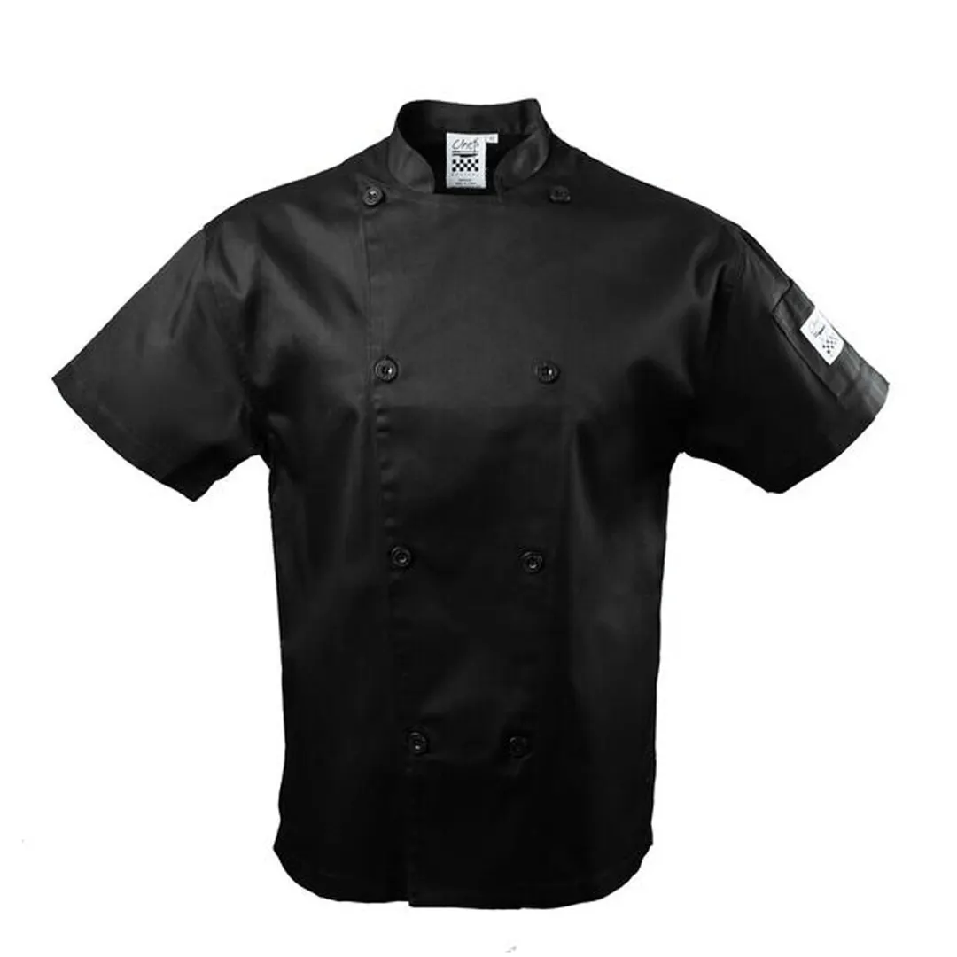 Chef Revival J005BK-3X Chef Jacket, 3X-Large, Black, Poly/Cotton, Short Sleeve, Pen Pocket