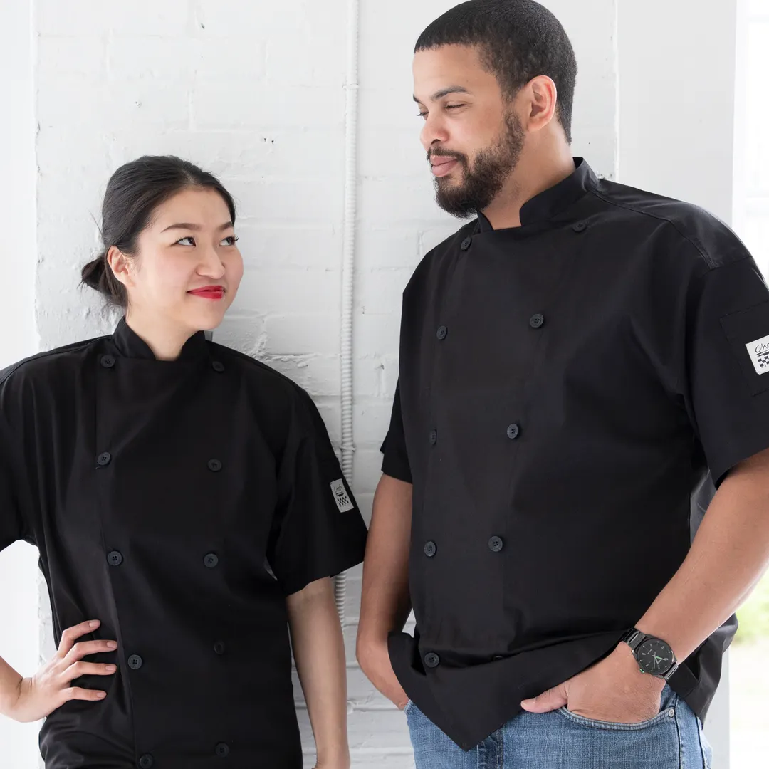 Chef Revival J005BK-M Classic Chef's Jacket, Medium, Black, Poly/Cotton, Short Sleeve