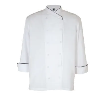 Chef Revival J008-2X Chef's Jacket, 2X-Large, White with Black Piping, Poly/Cotton