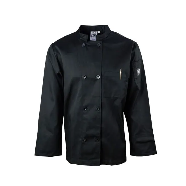 Chef Revival J071BK-4X Black Chef's Jacket, 4X-Large, Long Sleeve, Double Breasted, Poly/Cotton