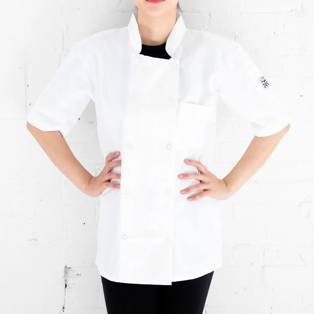 Chef Revival J105-2X Chef's Jacket, 2X-Large, White, Poly/Cotton, Short Sleeve, Double Breasted