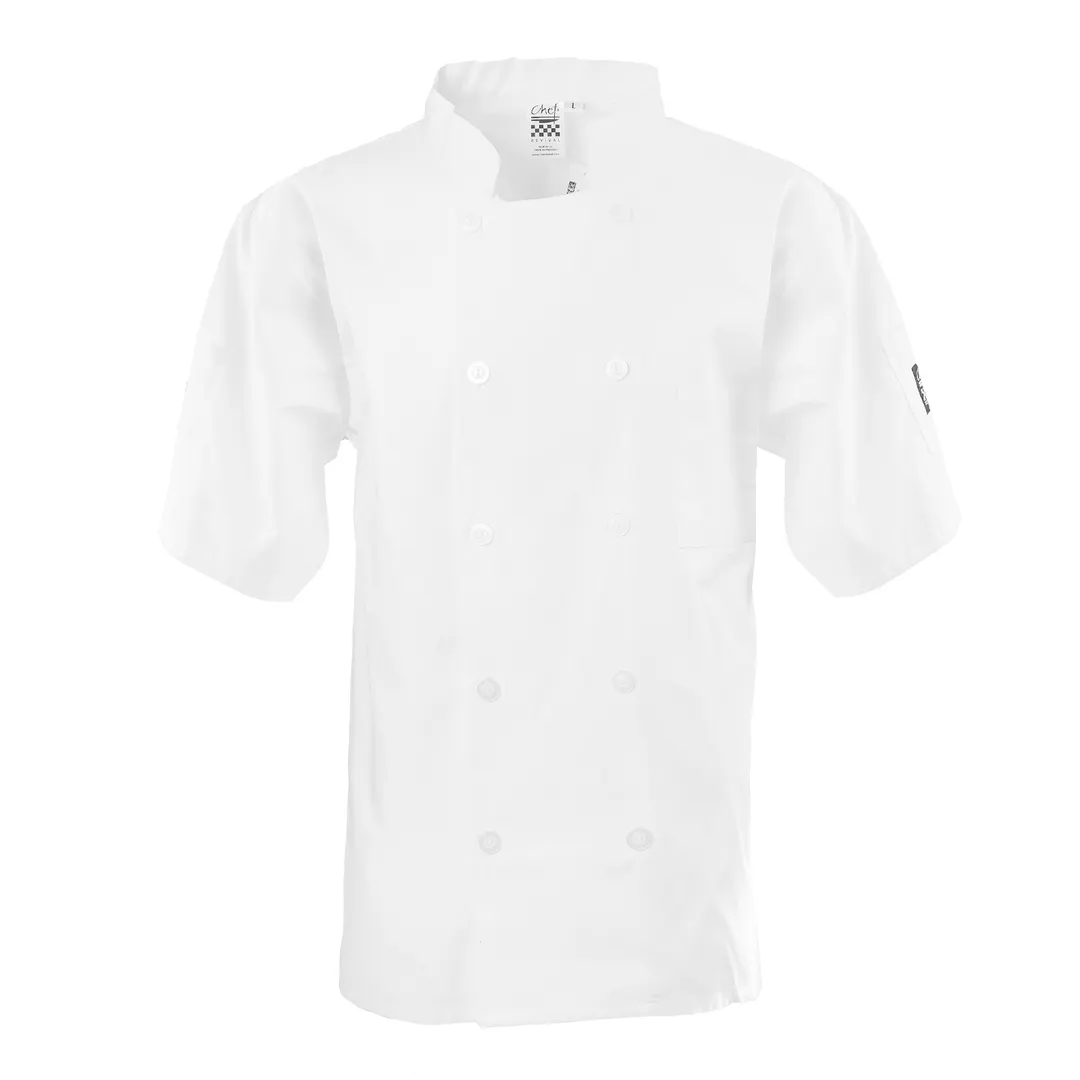 Chef Revival J105-2X Chef's Jacket, 2X-Large, White, Poly/Cotton, Short Sleeve, Double Breasted