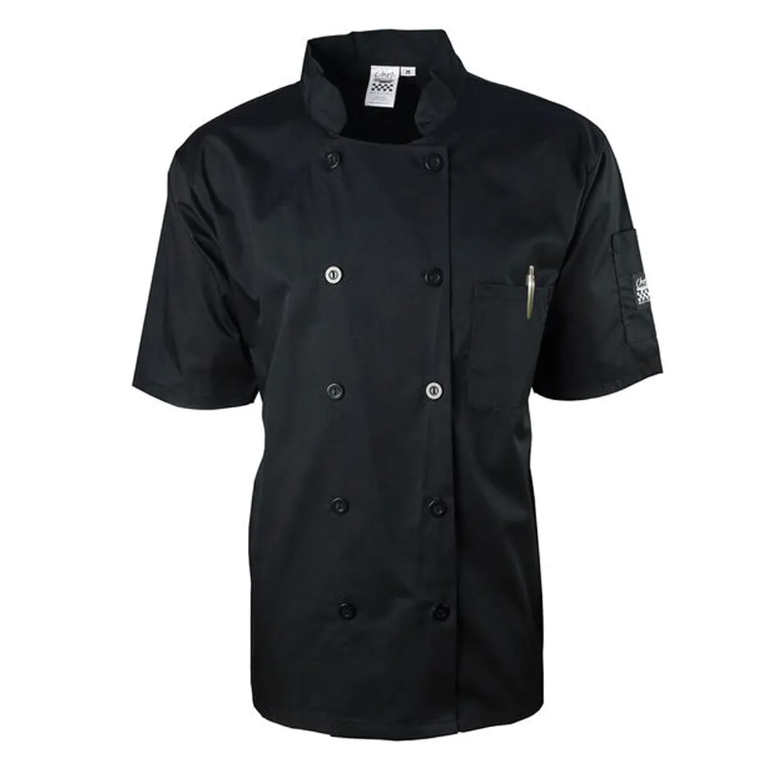 Chef Revival J109BK-3X Black Chef's Jacket, 3X-Large, Poly/Cotton, Short Sleeve, Double Breasted