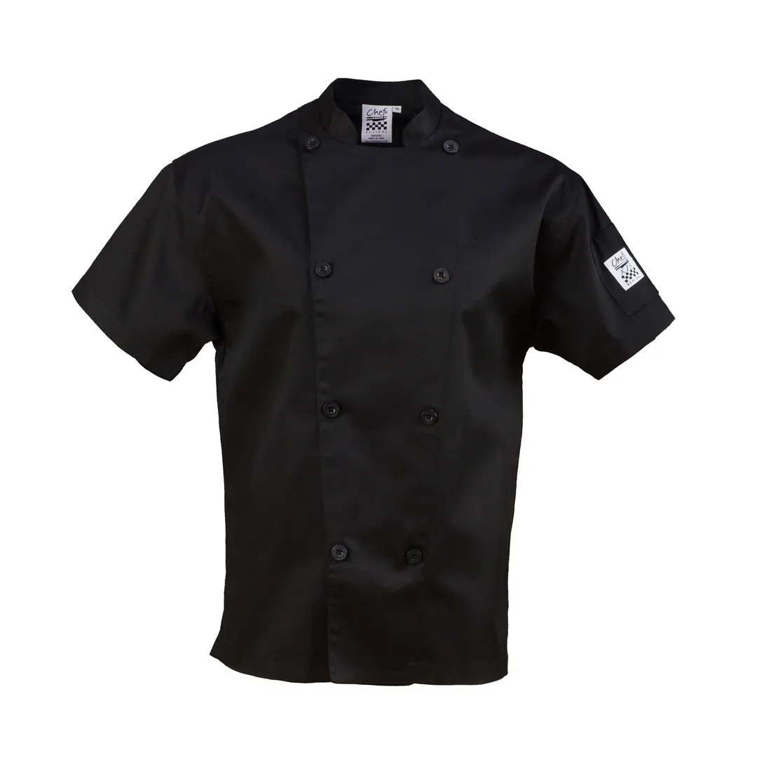Chef Revival J205BK-2X Black Chef Coat, 2X-Large, Unisex, Poly/Cotton, Short Sleeve