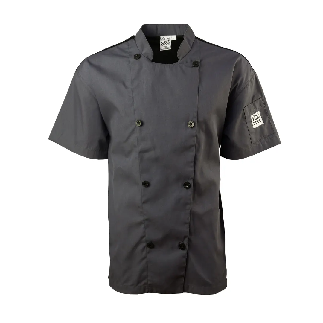 Chef Revival J205GR-M Chef Coat, Medium, Double Breasted, Pewter Grey, Poly/Cotton