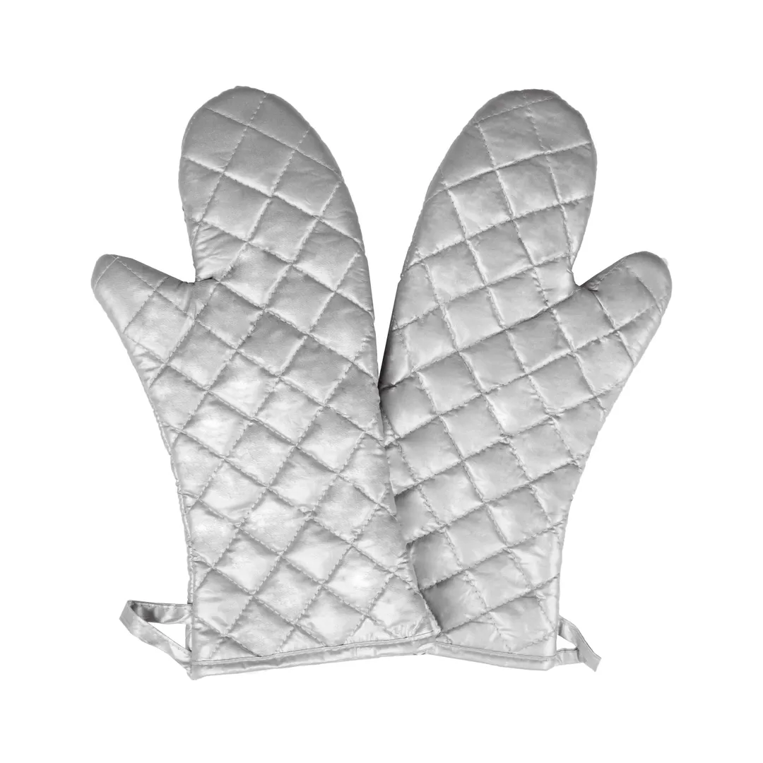 Chef Revival OMS26SL Oven Mitt, 16" Elbow Length, Silver Non-Stick Silicone, 350°F Rated - 1 Pair