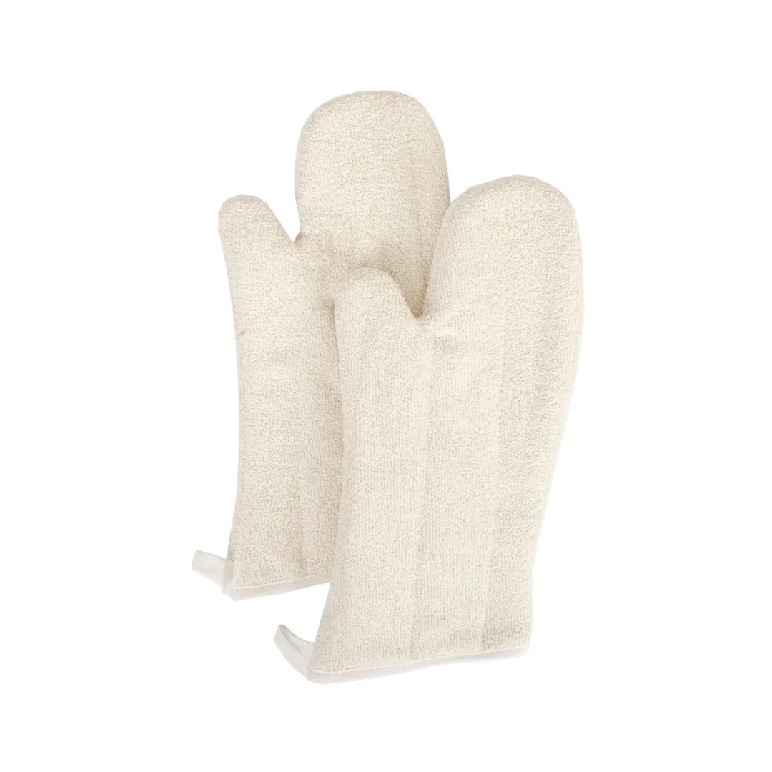 Chef Revival TTSBOM7BE Oven Mitt, 17" Terry Beige, Steam Barrier, Silicone Lining - 1 Pair