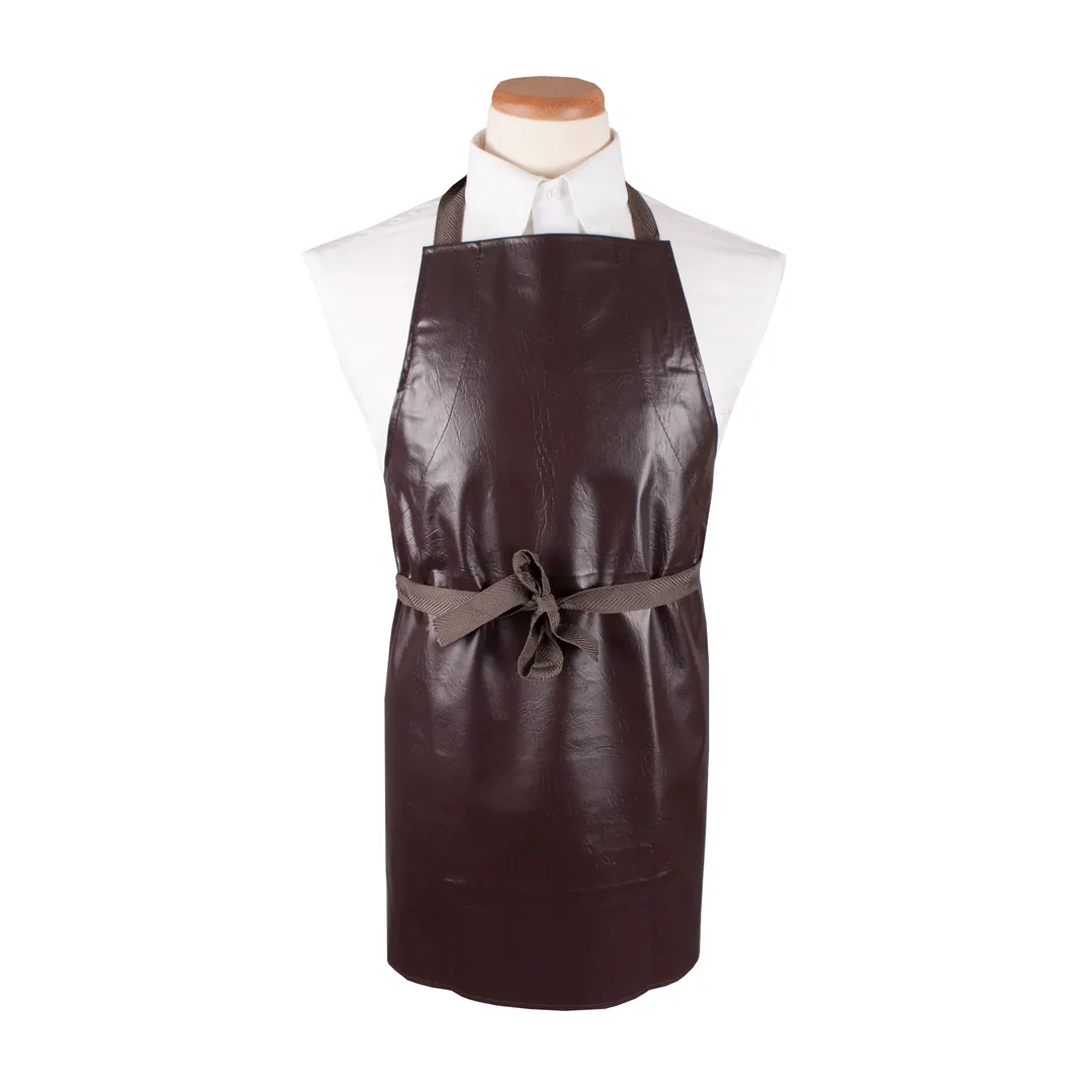 Chef Revival VA Bib Apron, 26" x 28" Long, 0.4 mm Thick Waterproof Vinyl, Brown, Chemical Resistant