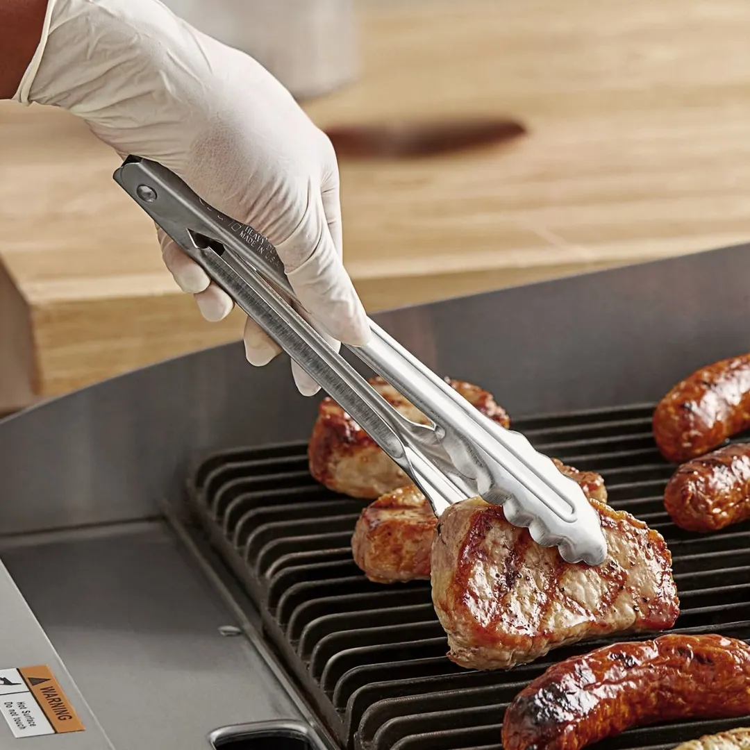 Edlund 4409HD Utility Tongs - 9" Heavy-Duty Hinged Stainless Steel Kitchen Utensil