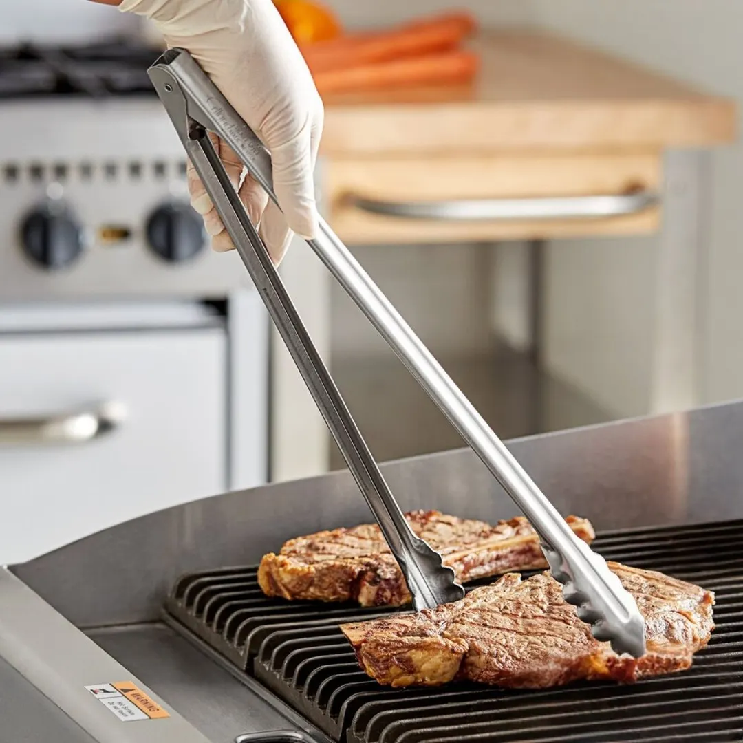 Edlund 4416HD Heavy Duty 16" Stainless Steel Kitchen Utility Tongs - Hinged, Durable, Ideal for Grilling