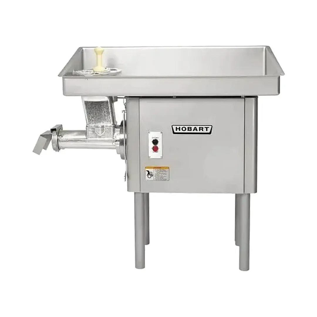 Hobart 4146+BUILDUP Meat Grinder – 5 HP Motor, #46 Tinned Grind End, 60‑65 lb/min Capacity, 49”x26‑3/4”x4‑1/2” Steel Pan