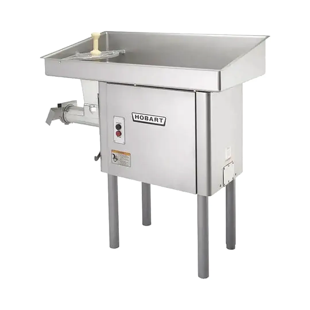 Hobart 4146+BUILDUP Meat Grinder – 5 HP Motor, #46 Tinned Grind End, 60‑65 lb/min Capacity, 49”x26‑3/4”x4‑1/2” Steel Pan