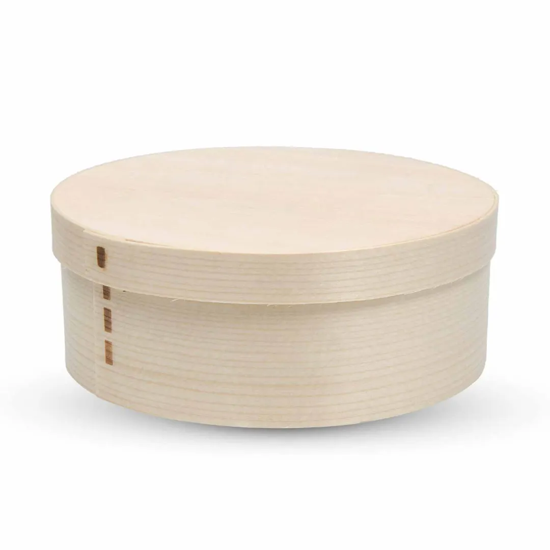 Korin BOX-WA-002-15 Disposable Wooden Lidded Round Box, 6"Dia x 2"H, 10pc/Pack - 12/Pack