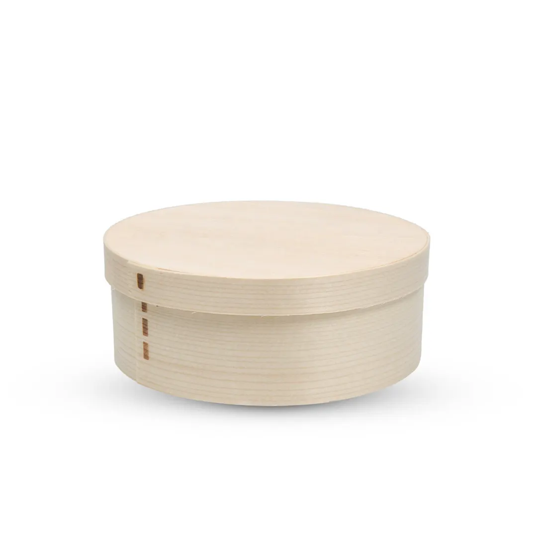 Korin BOX-WA-002-8 Round Disposable Take Out Container, 3-1/4" Dia x 1-3/4" H, Natural Wood Lidded