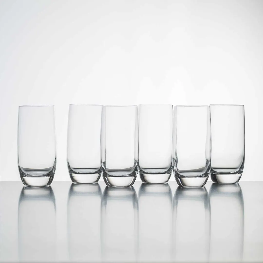 Korin GL-D111-PK - 14 oz Lead-Free Crystal Long Drink Glass, 5.7" Height, Finish, Resistant - 1/Pack