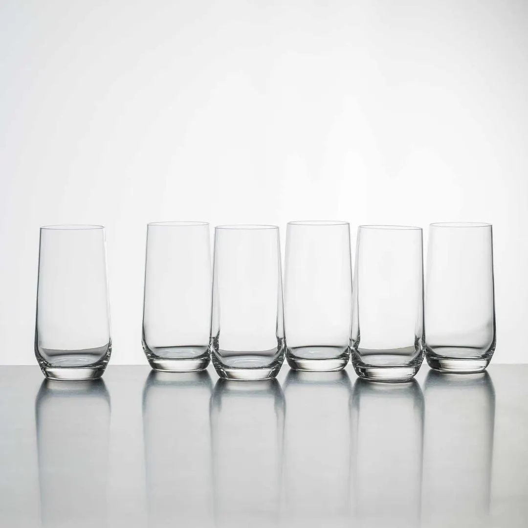 Korin GL-D113-PK - Long Drink Glass, 5.8" Height, 17 Oz (500ml) Break-Resistant Lead-Free Glass