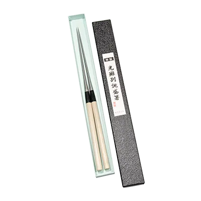 Korin HA-1103-150 - 6" Plating Chopsticks, Moribashi Style, Wood Handle, Metal Tip, Wood Metal - Set