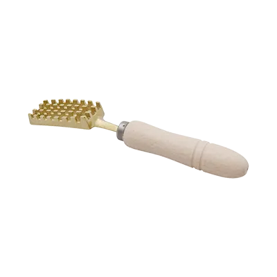 Korin HA-1203 Manual Fish Scaler, 8" Brass Construction, Ergonomic Solid Wood Handle