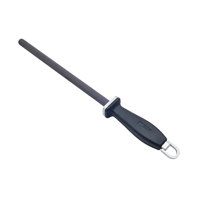 Korin HA-SRB-104 Sharpening Steel, 10"L, Black Ceramic, PP Handle, 2 Grooved & 2 Smooth Sides
